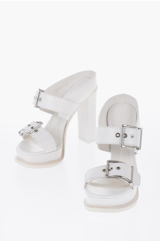 Shoes - Alexander McQueen Leather Sandals With Buckles Heel 13 cm - 8128499653 - Ask Me Wear