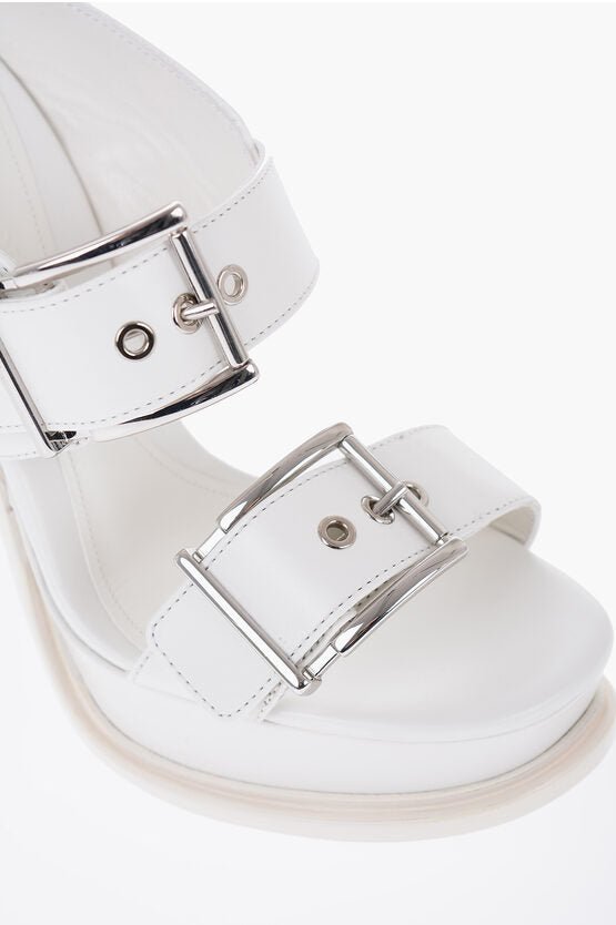 Shoes - Alexander McQueen Leather Sandals With Buckles Heel 13 cm - 8128499653 - Ask Me Wear