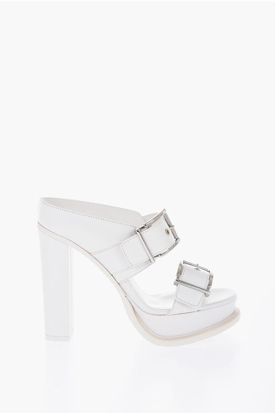 Shoes - Alexander McQueen Leather Sandals With Buckles Heel 13 cm - 8128499653 - Ask Me Wear