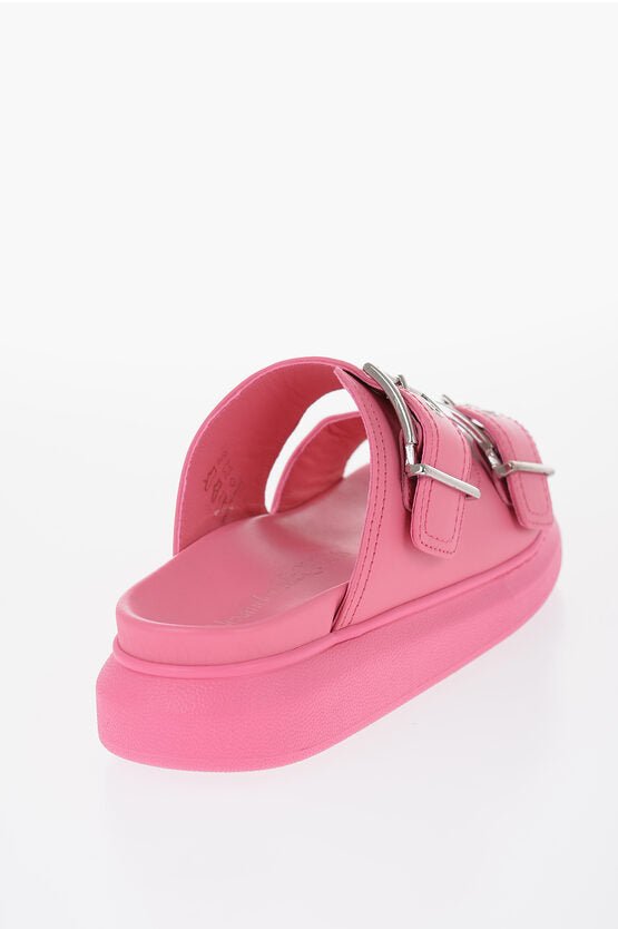 Shoes - Alexander McQueen Leather Slides With Buckles - 8128502875 - Ask Me Wear