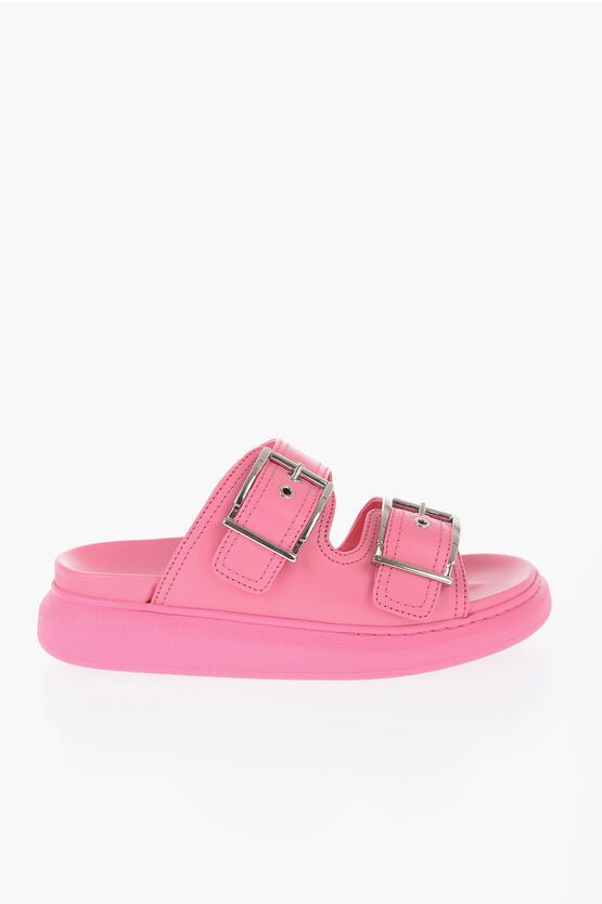 Shoes - Alexander McQueen Leather Slides With Buckles - 8128502875 - Ask Me Wear