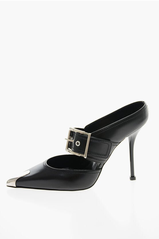 Shoes - Alexander McQueen Metal Toe BOXCAR Leather Mules with Buckle 11cm - 8107728750 - Ask Me Wear