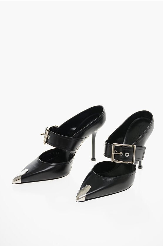 Shoes - Alexander McQueen Metal Toe BOXCAR Leather Mules with Buckle 11cm - 8107728750 - Ask Me Wear