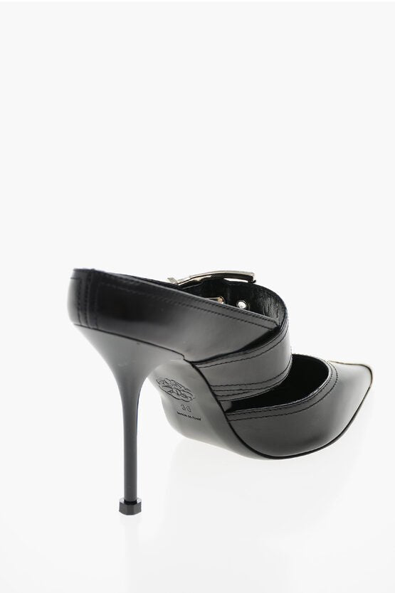 Shoes - Alexander McQueen Metal Toe BOXCAR Leather Mules with Buckle 11cm - 8107728750 - Ask Me Wear