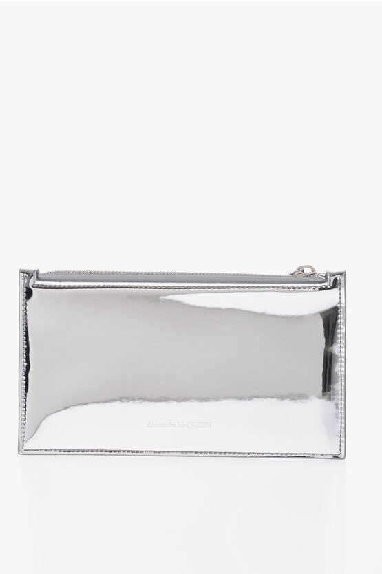 Accessories - Wallets & Card Holders - Alexander McQueen Mirrored Effect Leather Wallet with Zip Closure - 8129991101 - Ask Me Wear