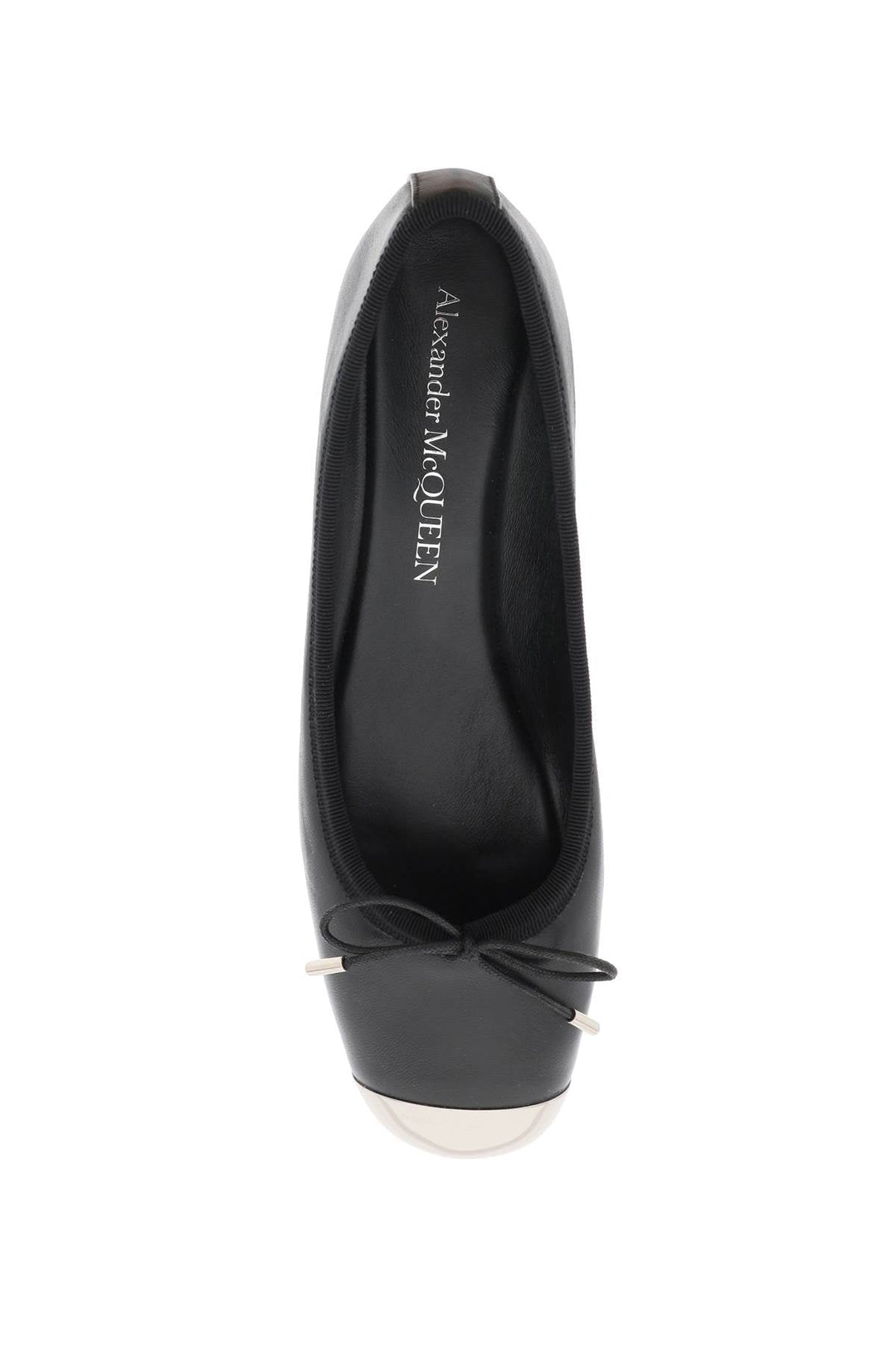 Shoes - Alexander Mcqueen Nappa Leather Ballet Flats With Metallic Toe - 232527NFL000001 - 1081B - 36 - Ask Me Wear