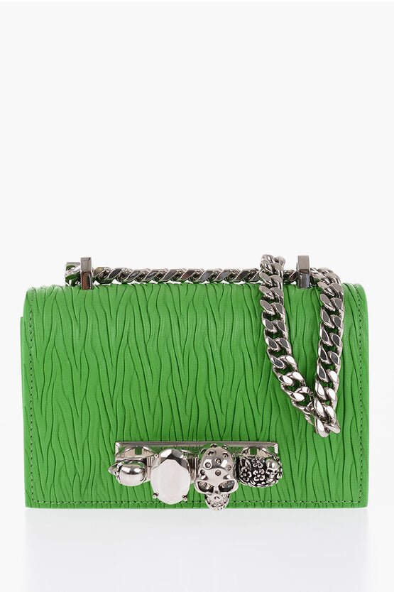 Bags - Alexander McQueen Pleated Leather FOUR RING Bag with Chain - GC120240600781 - Ask Me Wear