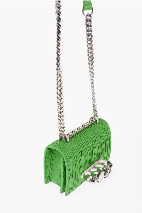 Bags - Alexander McQueen Pleated Leather FOUR RING Bag with Chain - GC120240600781 - Ask Me Wear