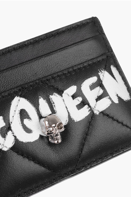 Accessories - Wallets & Card Holders - Alexander McQueen Quilted Leather Card Holder with Printed Logo - 2000027281336 - Ask Me Wear