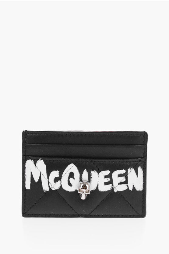 Accessories - Wallets & Card Holders - Alexander McQueen Quilted Leather Card Holder with Printed Logo - 2000027281336 - Ask Me Wear