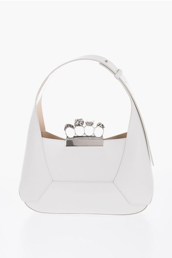 Bags - Alexander McQueen Saffiano Leather Hobo Bag with Jewellery Closure - GC120240600728 - Ask Me Wear