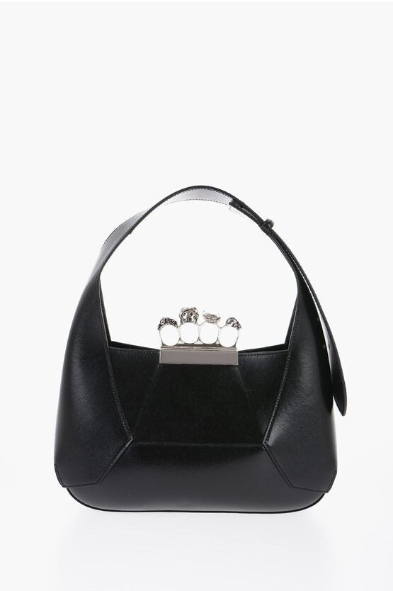 Bags - Alexander McQueen Saffiano Leather Hobo Bag with Jewellery Closure - GC120240600758 - Ask Me Wear