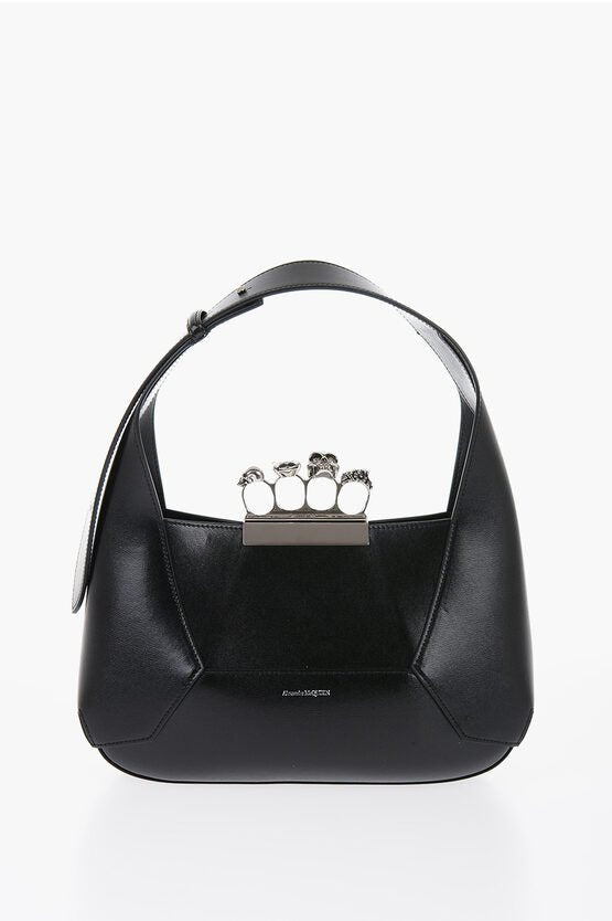 Bags - Alexander McQueen Saffiano Leather Hobo Bag with Jewellery Closure - GC120240600758 - Ask Me Wear