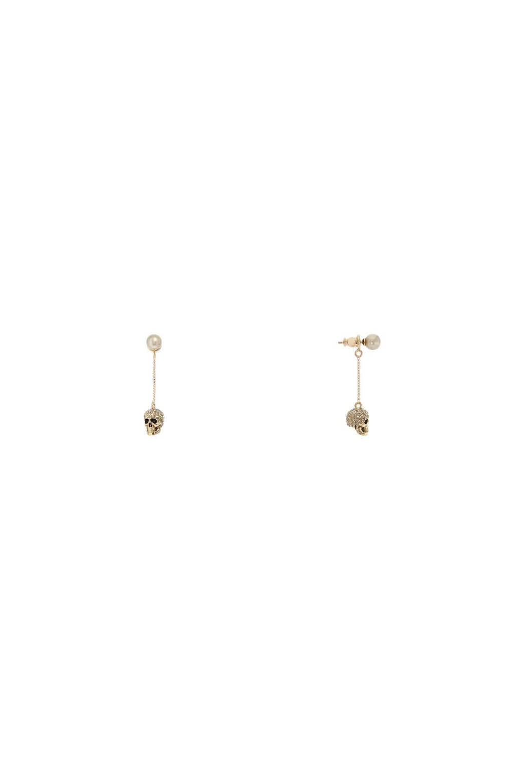 Earrings - Alexander Mcqueen Skull Earrings With Pavé And Chain - 242527AGL000002 - 2080 - os - Ask Me Wear