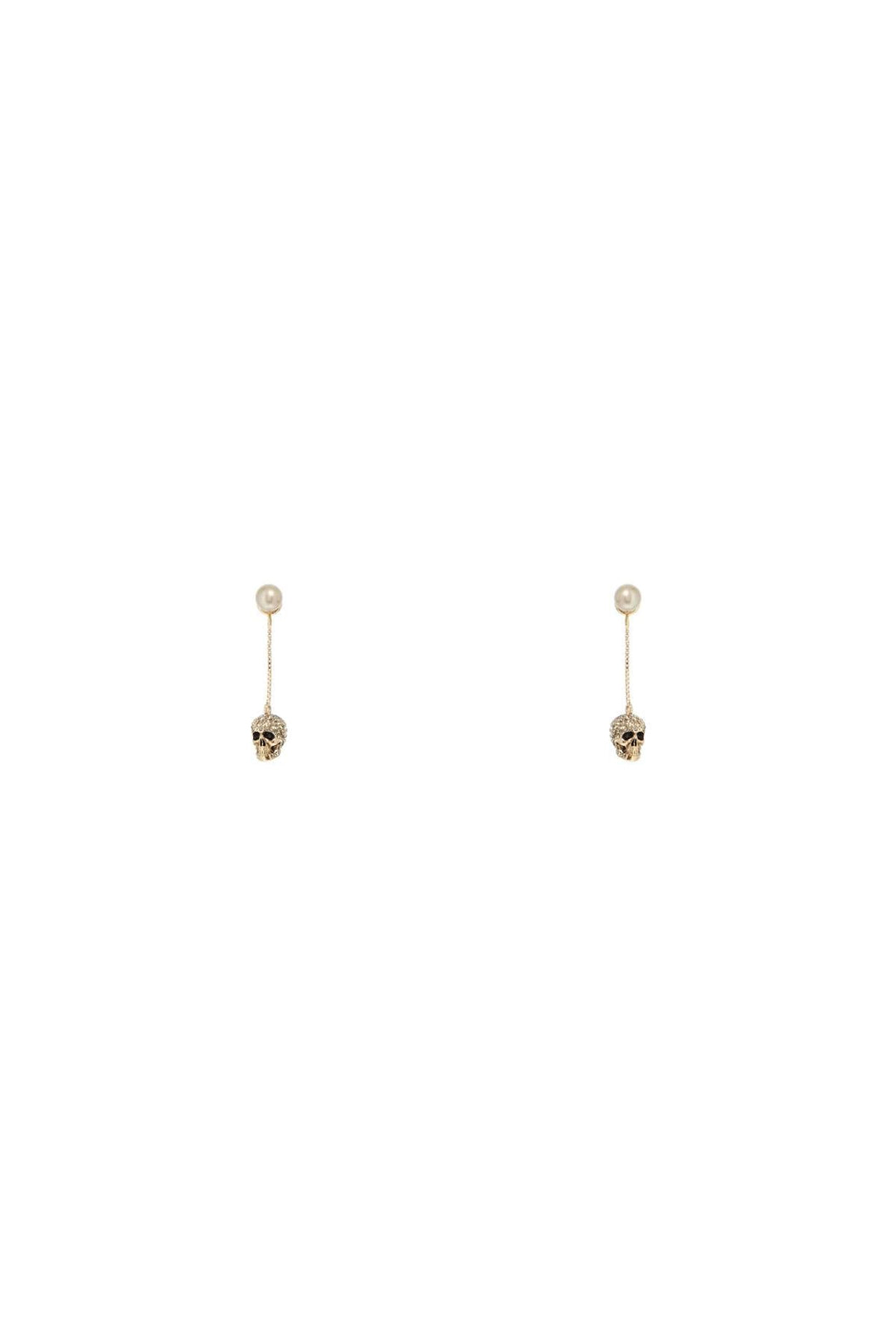 Earrings - Alexander Mcqueen Skull Earrings With Pavé And Chain - 242527AGL000002 - 2080 - os - Ask Me Wear