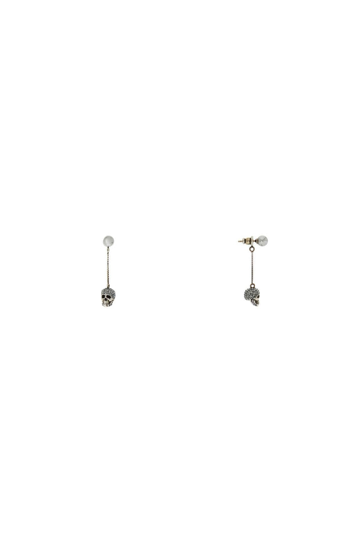 Earrings - Alexander Mcqueen Skull Earrings With Pavé And Chain - 242527AGL000004 - 1338M - os - Ask Me Wear