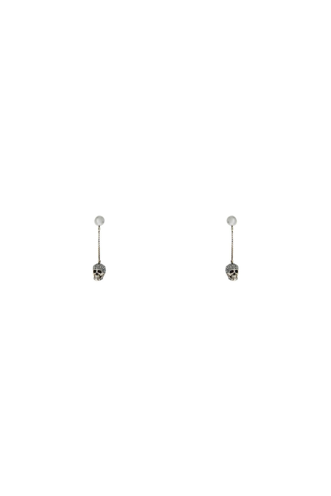 Earrings - Alexander Mcqueen Skull Earrings With Pavé And Chain - 242527AGL000004 - 1338M - os - Ask Me Wear