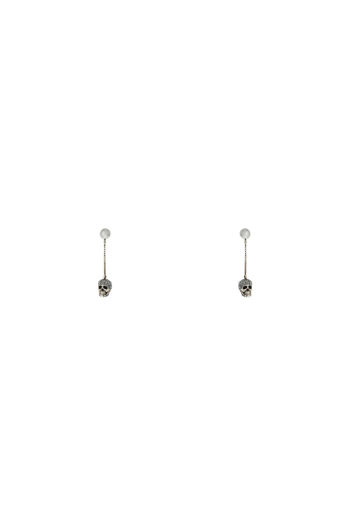 Earrings - Alexander Mcqueen Skull Earrings With Pavé And Chain - 242527AGL000004 - 1338M - os - Ask Me Wear