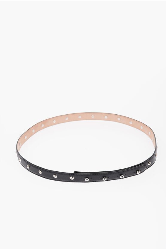 Accessories - Belts - Alexander McQueen Studded Leather Belt 20mm - GC120220800636 - Ask Me Wear