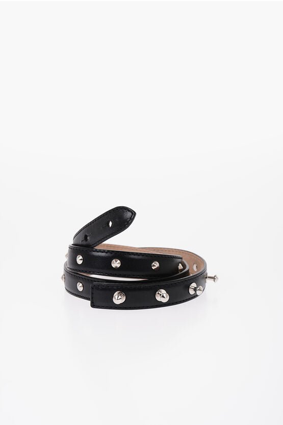 Accessories - Belts - Alexander McQueen Studded Leather Belt 20mm - GC120220800636 - Ask Me Wear