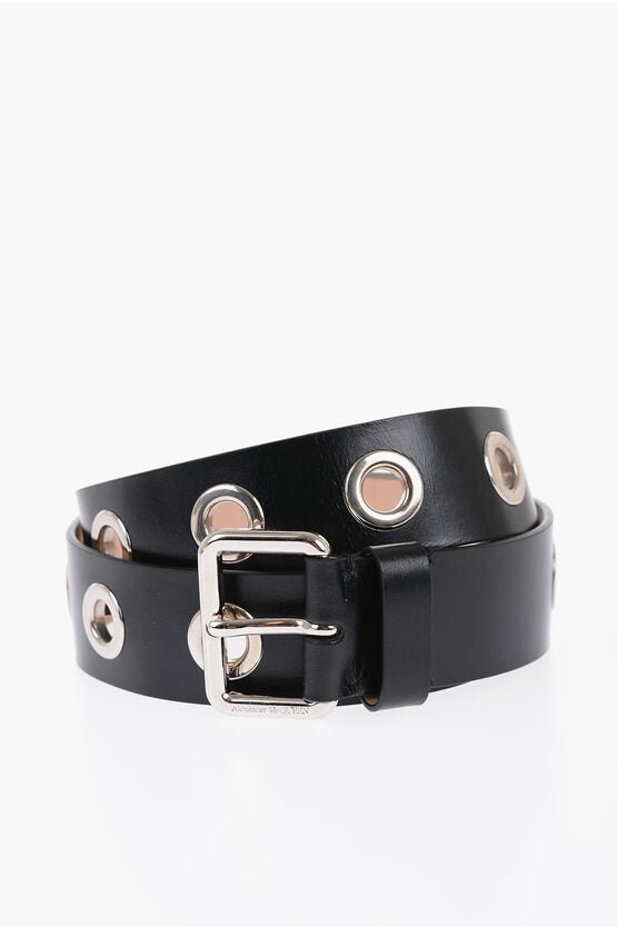 Accessories - Belts - Alexander McQueen Studded Leather Belt 40mm - 8112322885 - Ask Me Wear