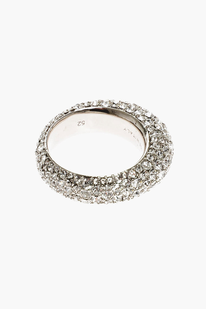 Amina Muaddi All-Over Rhinestone Silver CAMERON Ring