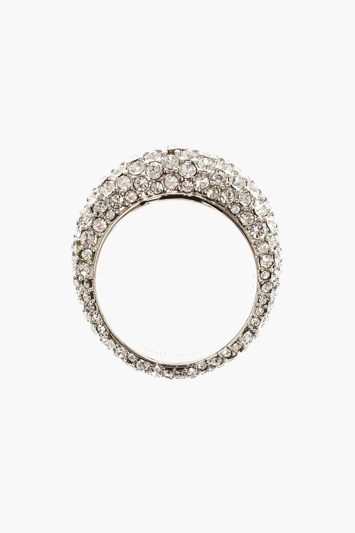 Amina Muaddi All-Over Rhinestone Silver CAMERON Ring