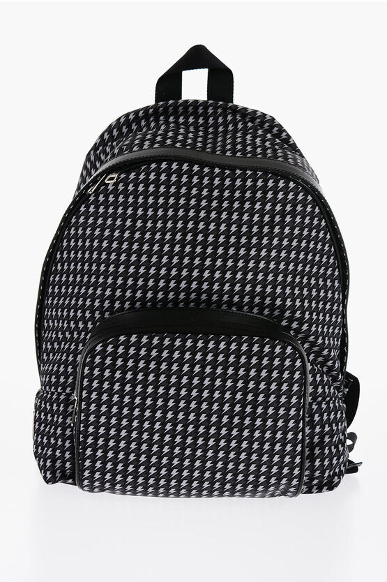 Neil Barrett All-Over Thunderbolt Printed Fabric Backpack