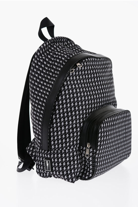 Neil Barrett All-Over Thunderbolt Printed Fabric Backpack