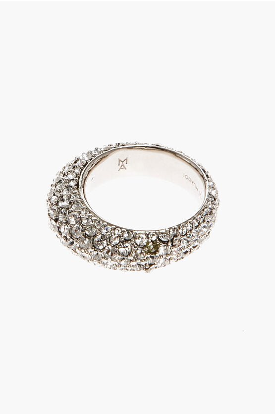 Rings - Amina Muaddi All - Over Rhinestone Silver CAMERON Ring - 8052575230292 - Ask Me Wear