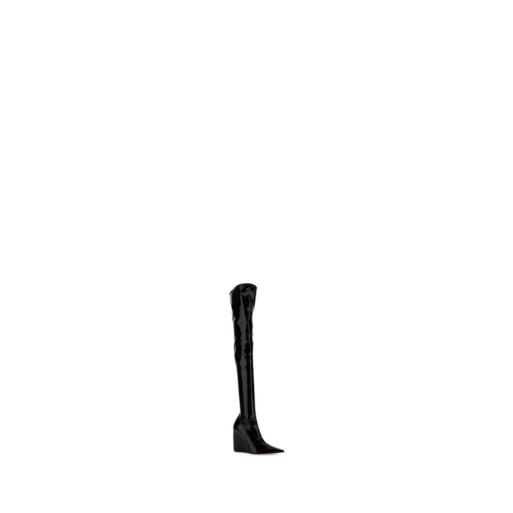 Amina Muaddi - Amina Muaddi Danielle high Boots - AM - DANIELLETHIGHHIGHBLACK - EU36.5/US6.5 - Ask Me Wear