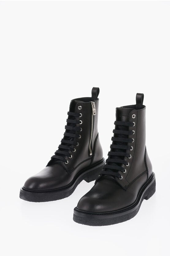 Shoes - Amiri Leather Combat Boots With Zip Closure - 191846188493 - Ask Me Wear