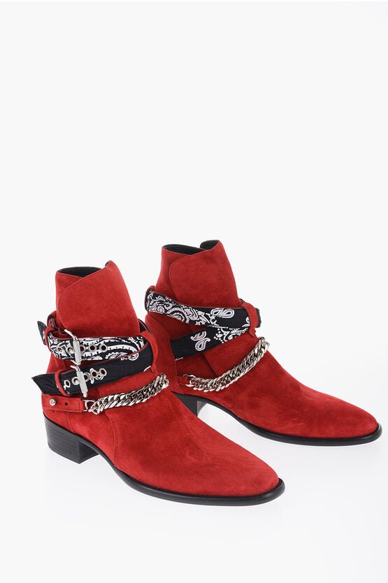 Shoes - Amiri Leather Suede BANDANA Boots With Chain And Straps - 191846225716 - Ask Me Wear