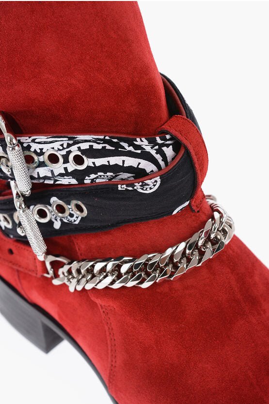 Shoes - Amiri Leather Suede BANDANA Boots With Chain And Straps - 191846225716 - Ask Me Wear