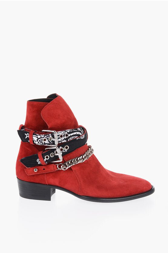 Shoes - Amiri Leather Suede BANDANA Boots With Chain And Straps - 191846225716 - Ask Me Wear