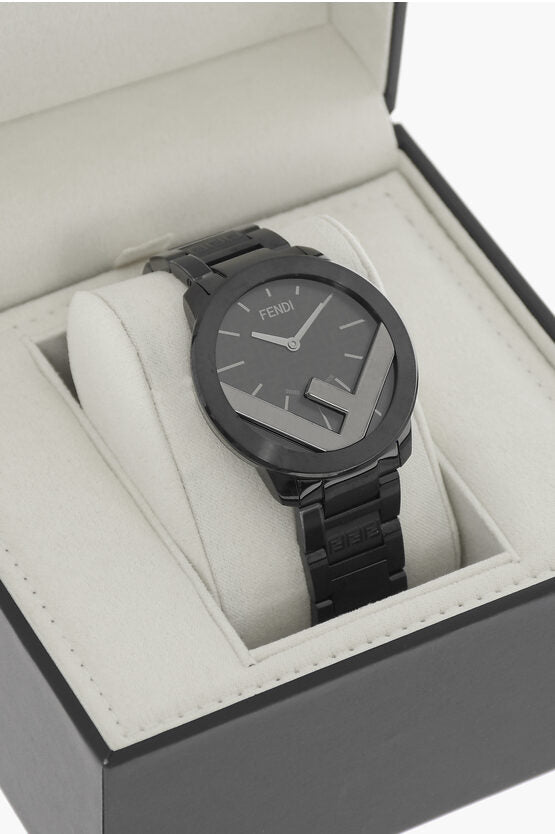 Fendi Analog Watch with Logoed Metal Strap