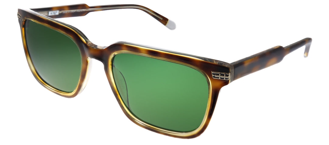 Original Penguin PE Suspender2.0 TO Square Plastic Tortoise/ Havana Sunglasses with Green Polarized Lens