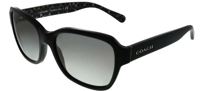 Coach L1010 HC 8232 551011 Rectangle Plastic Black Sunglasses with Dark Grey Gradient Lens