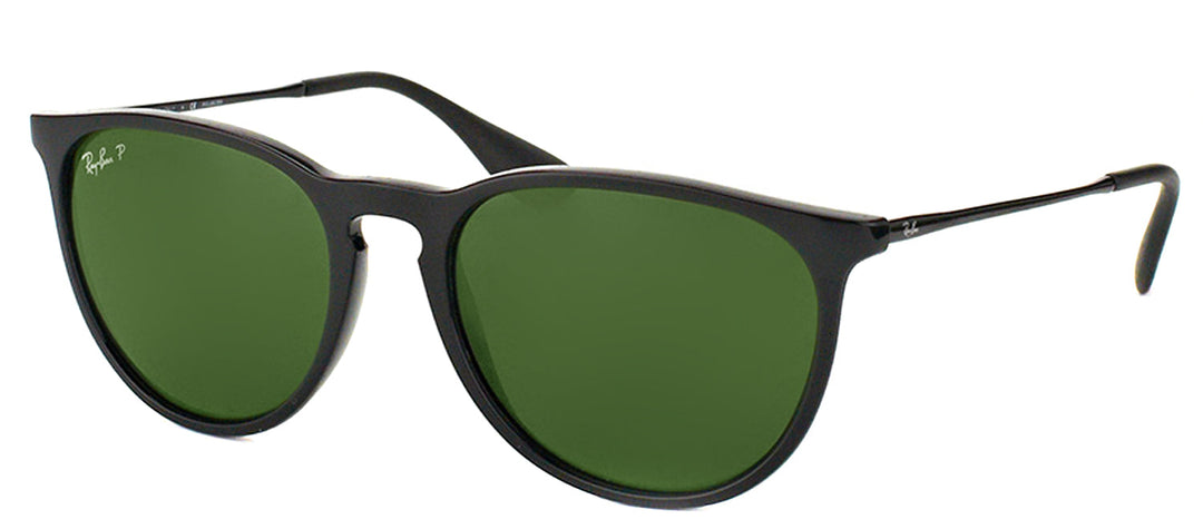 Ray-Ban Erika RB 4171 601/2P Oval Plastic Black Sunglasses with Green Polarized Lens