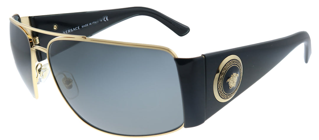 Versace VE 2163 100287 Aviator Metal Gold Sunglasses with Grey Lens