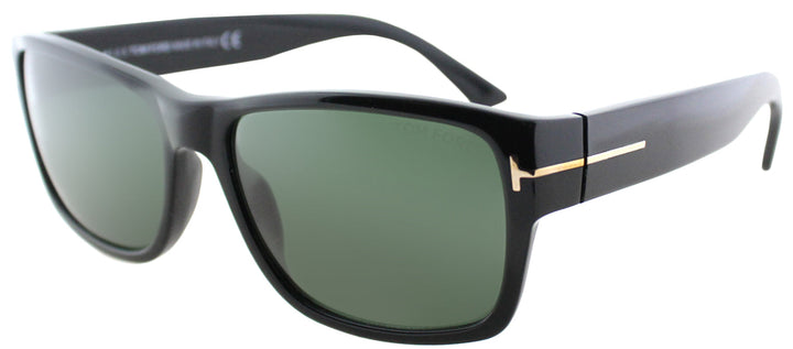Tom Ford Mason TF 445 01N Rectangle Metal Black Sunglasses with Green Lens