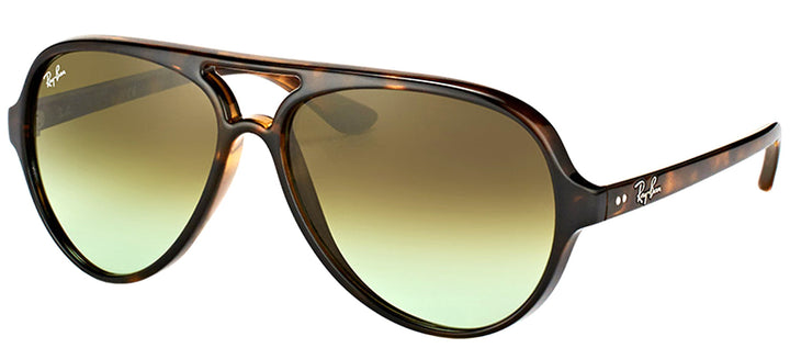 Ray-Ban Cats 5000 RB 4125 710/A6 Aviator Plastic Tortoise/ Havana Sunglasses with Green Gradient Lens