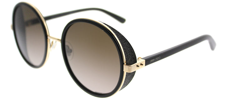 Jimmy Choo JC Andie J7Q J6 Round Metal Black Sunglasses with Brown Gradient Lens