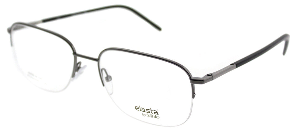 Elasta EL 7220 V81 Semi-Rimless Metal Ruthenium/ Gunmetal Eyeglasses with Demo Lens by Elasta outlet now on sale