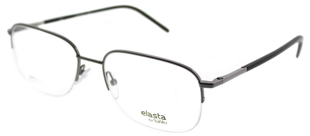 Elasta EL 7220 V81 Semi-Rimless Metal Ruthenium/ Gunmetal Eyeglasses with Demo Lens by Elasta outlet now on sale
