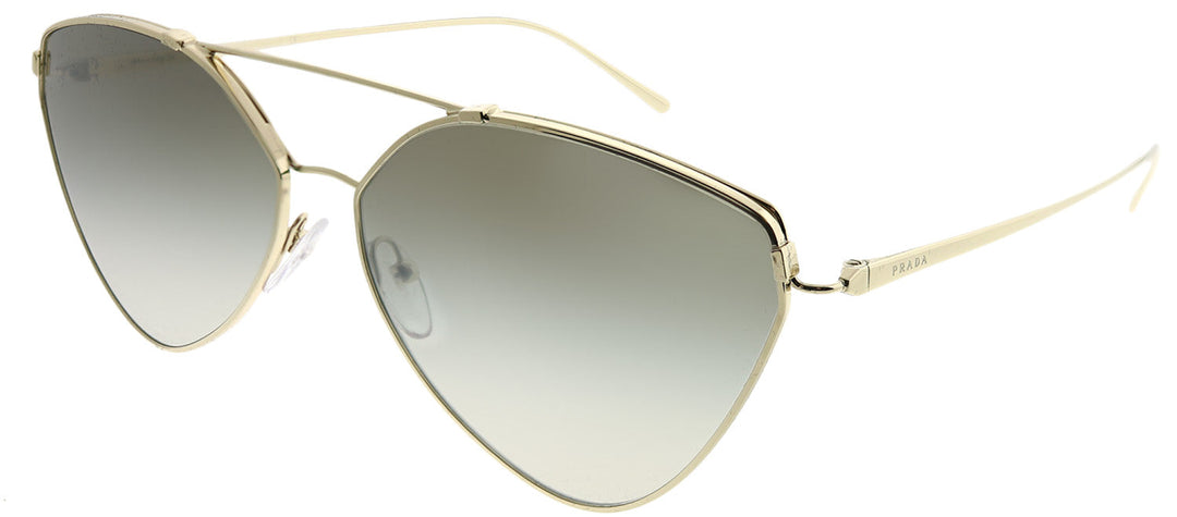 Prada PR 51US ZVN5O0 Aviator Metal Gold Sunglasses with Grey Gradient Mirror Lens