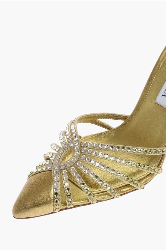 Shoes - Aquazzura Metallic Leather FLOW Mules with Rhinestone Embellishment an - 8055164003703 - Ask Me Wear