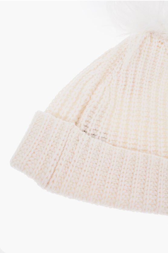 Accessories - Hats - Art Essay Solid Color Cashmere CLOVER Beanie with Feathers Detail - 8053847780583 - Ask Me Wear