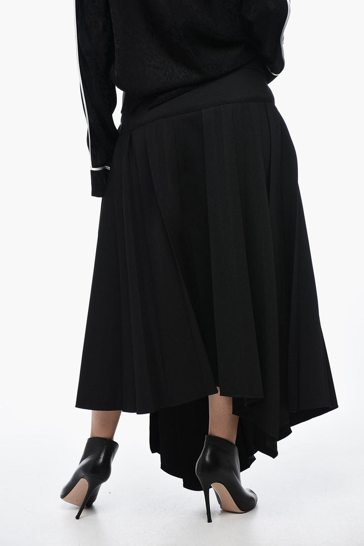 Off-White Asymmetric Pleated Skirt with Belt