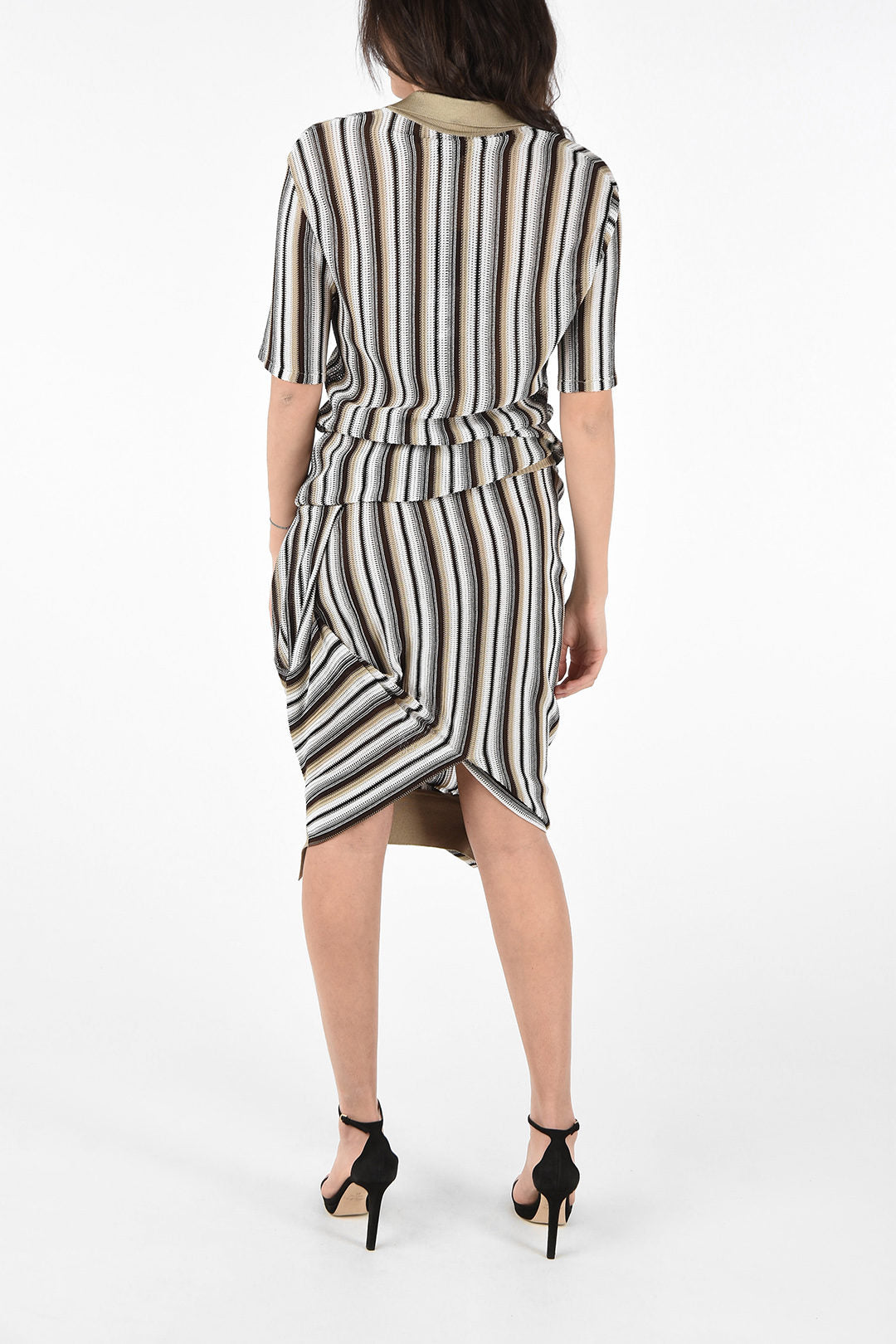 Bottega Veneta Asymmetrical Striped Jaquard Dress